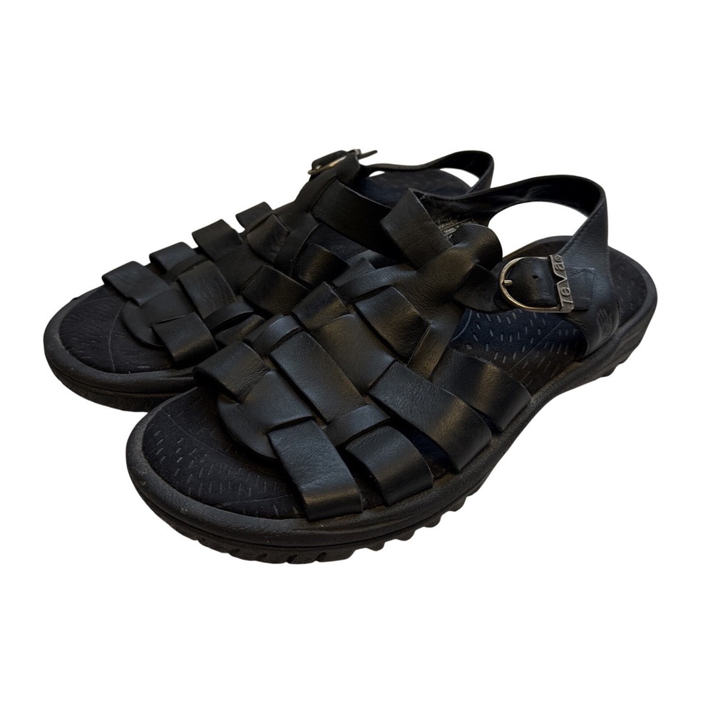 Teva Fisherman Leather Sandals Weaver Womens Size 6 Waterproof Open-toe Black